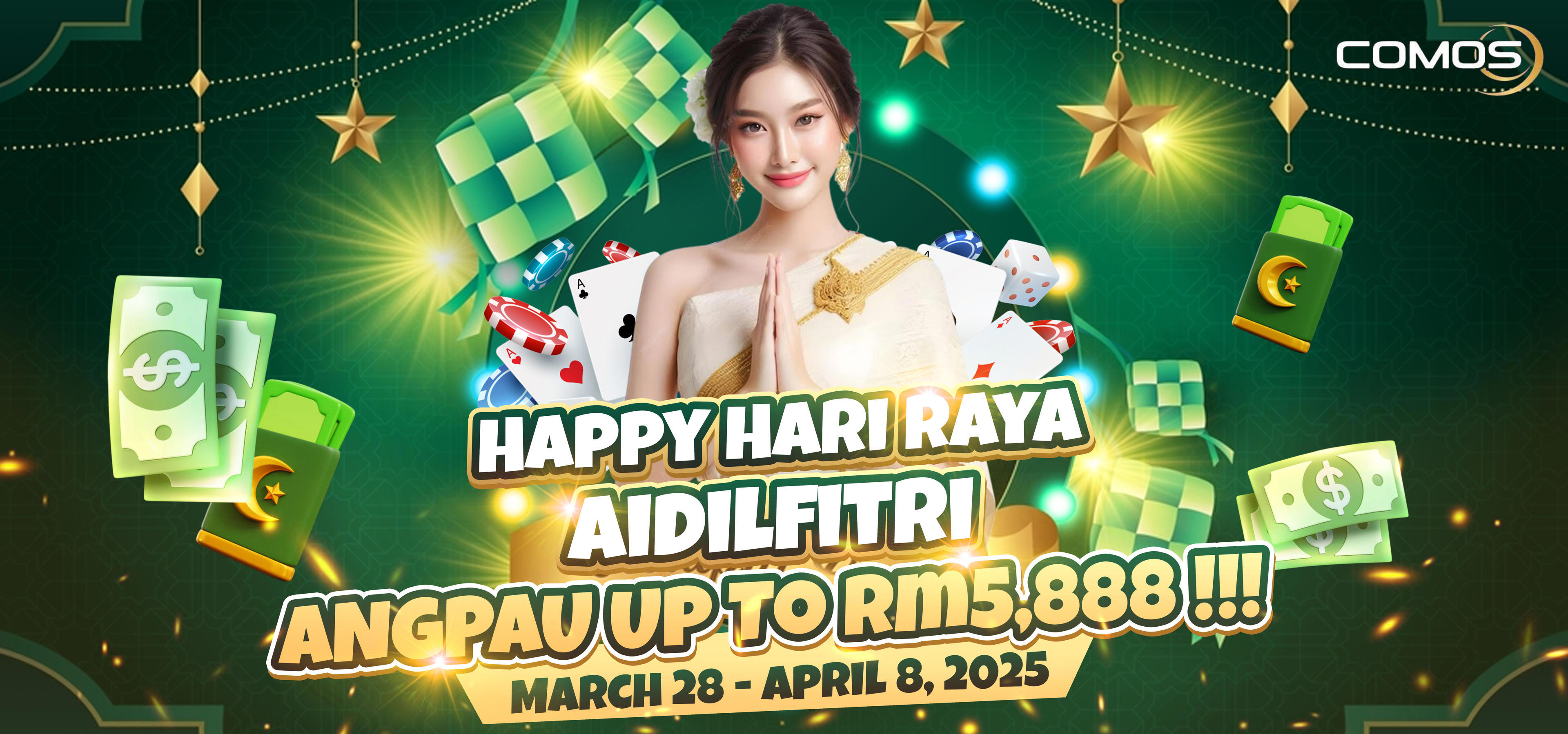 Happy Hari Raya Aidilfitri ANGPAU Up To RM5888！Extra Raya Credit！( This Promotion Is Only On 28th March 2025 Until 8th April 2025 )