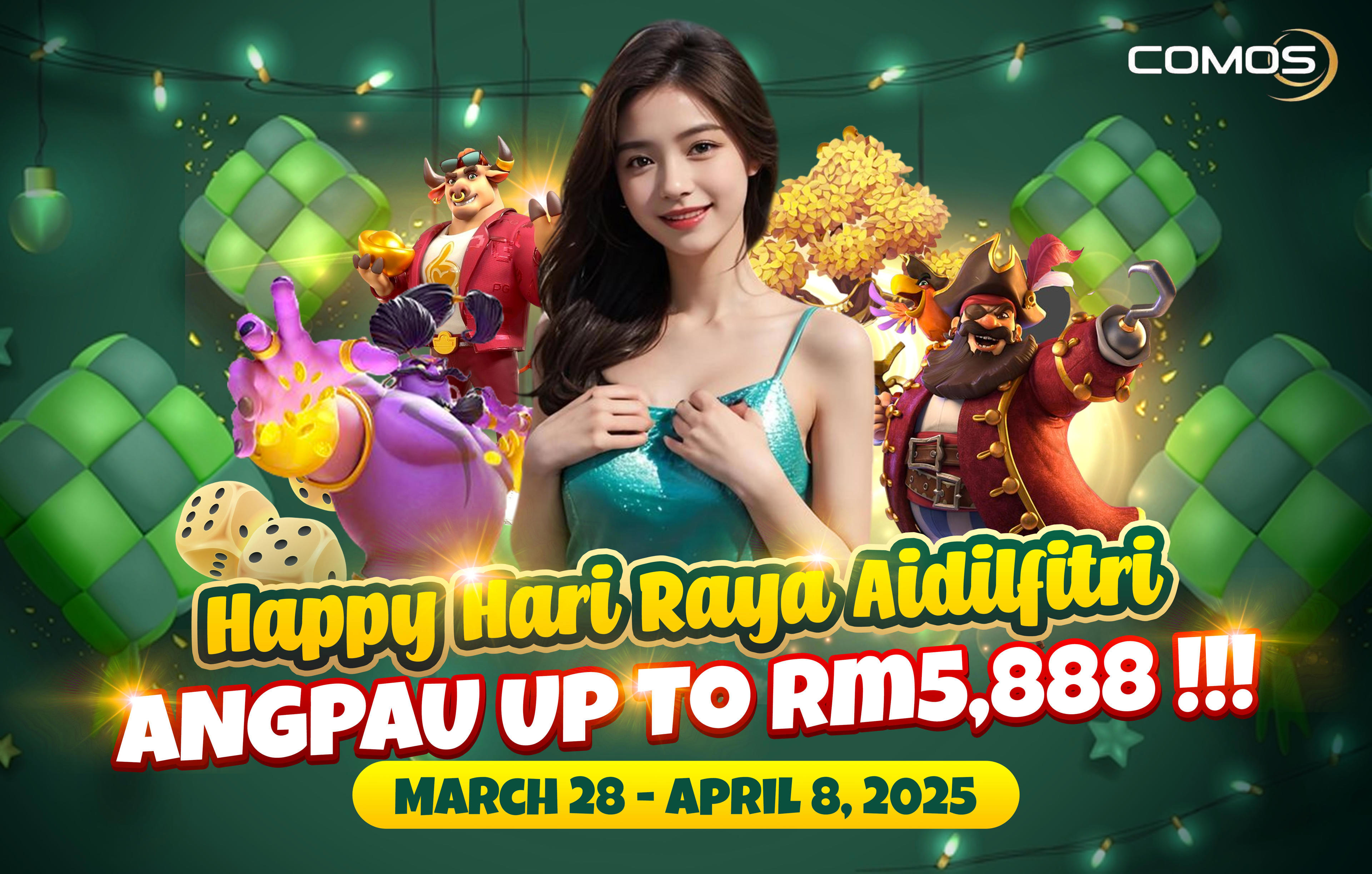 Happy Hari Raya Aidilfitri ANGPAU Up To RM5888！Extra Raya Credit！( This Promotion Is Only On 28th March 2025 Until 8th April 2025 )